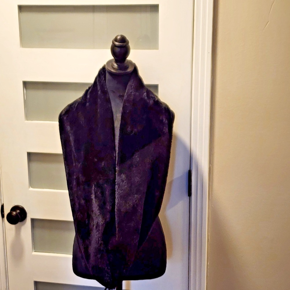 West Loop Black Faux Fur Infinity Scarf/Wrap Solid Polyester Women's Fall Winter